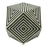 Bone Inlay Octagonal Round Stool Black 1